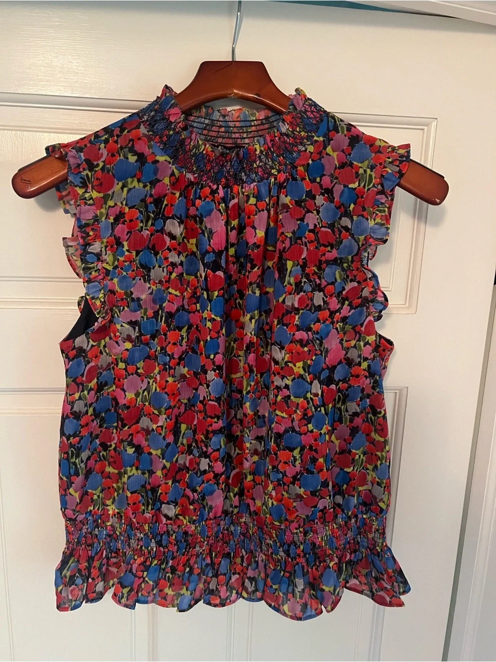 J Crew Sleeveless Mockneck Top in Watercolor Floral Print | Sz 8